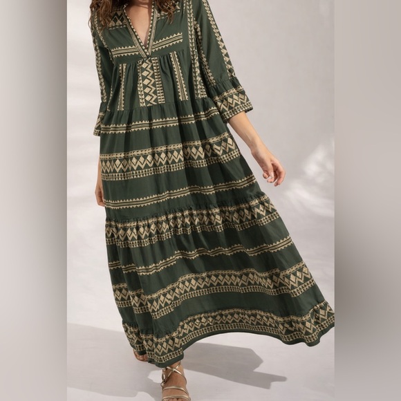 Dresses & Skirts - Aether Concept Cotton Bohemian Green Maxi Dress - NWT - Size S (Oversized)